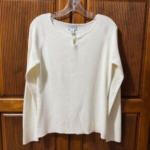 Ann Taylor Loft Sweater Pullover Long Sleeve Off-White Women's Size M